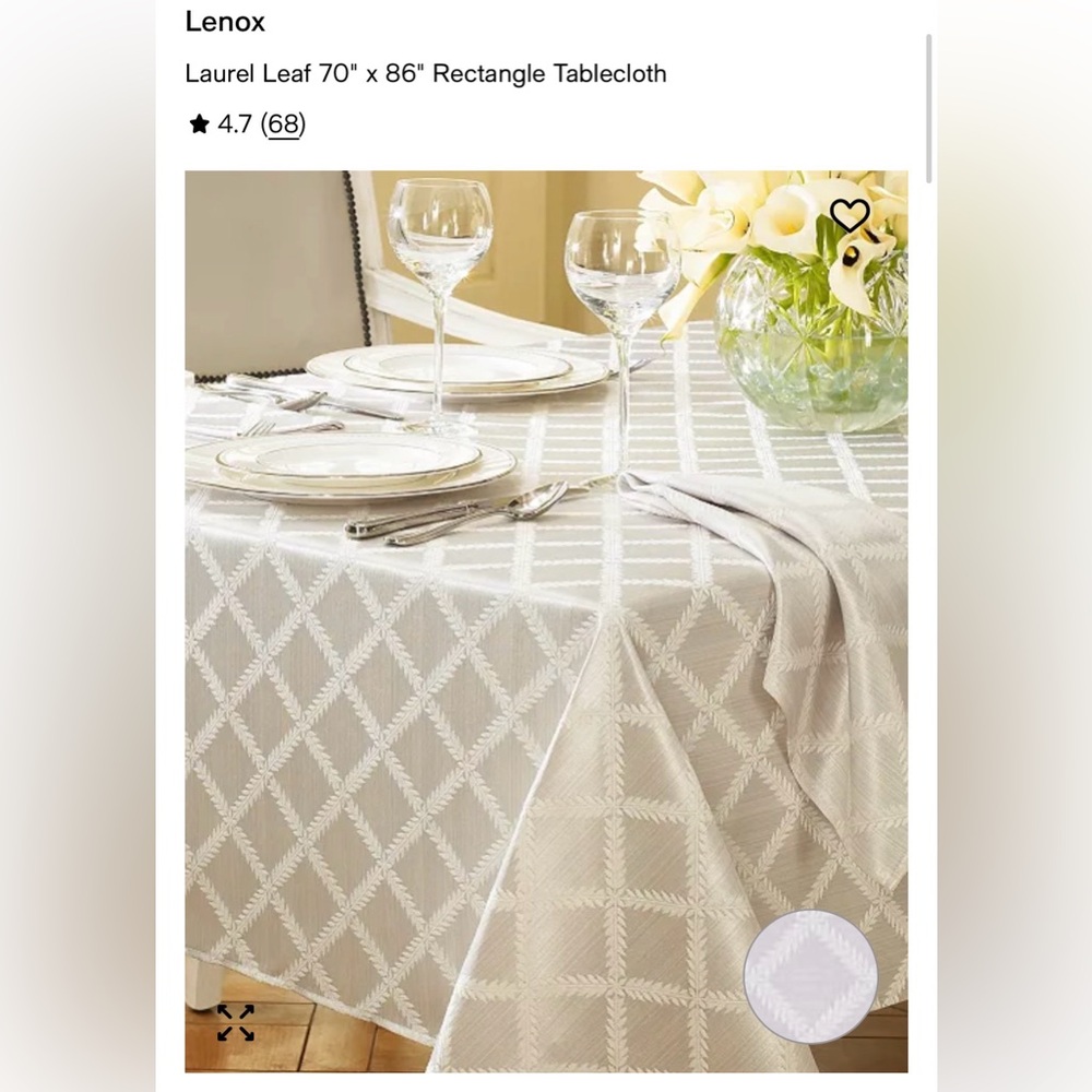 Lenox platinum and White Diamond Pattern Tablecloth